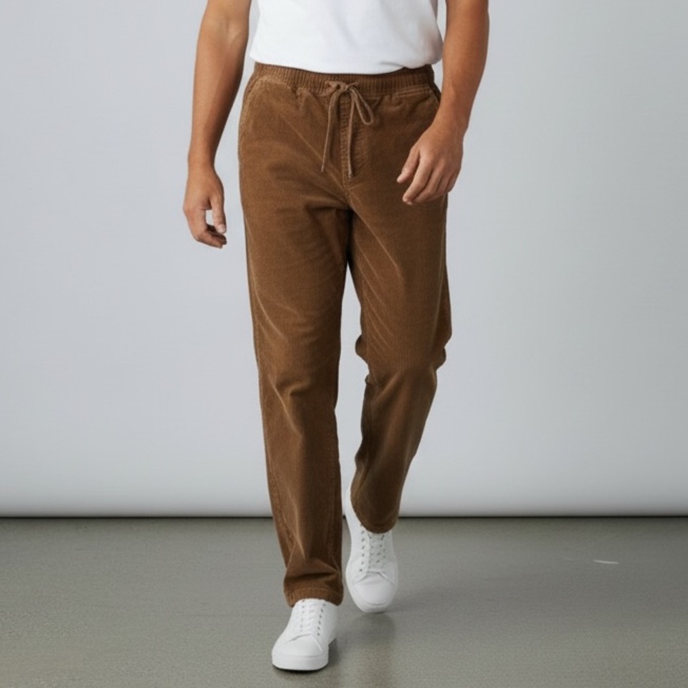 prAna Corduroy Pants Relaxed Fit Brown Elastic Waist Drawstring M
